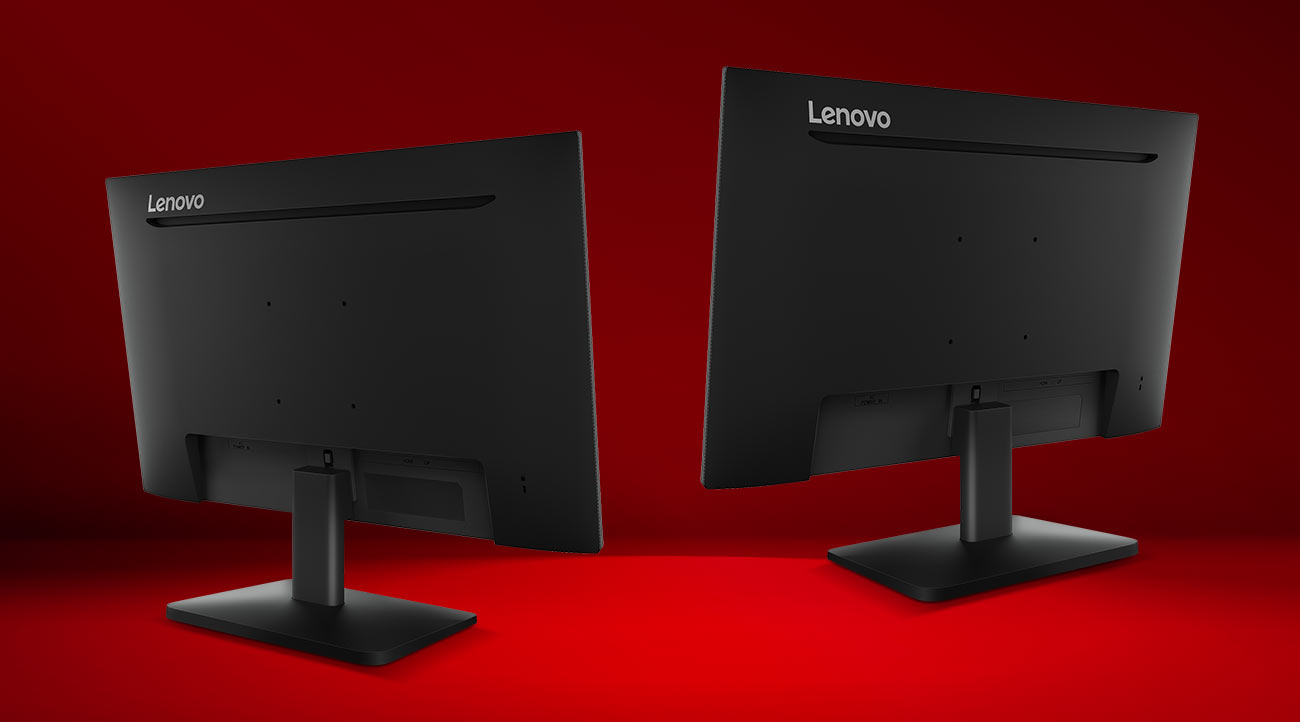 Zwei Lenovo L27qe Monitore von hinten