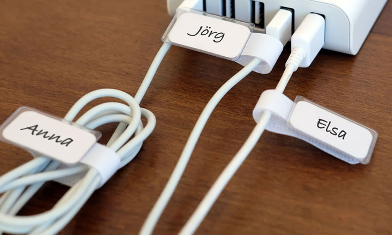 Label The Cable Klettverschluss mit Beschriftung schwarz Namensschilder