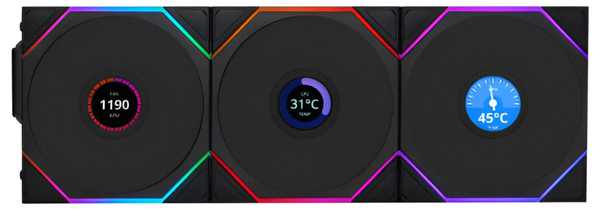 Lian Li Uni Fan TL Wireless LCD 120 Reverse Triple Pack 3x120m