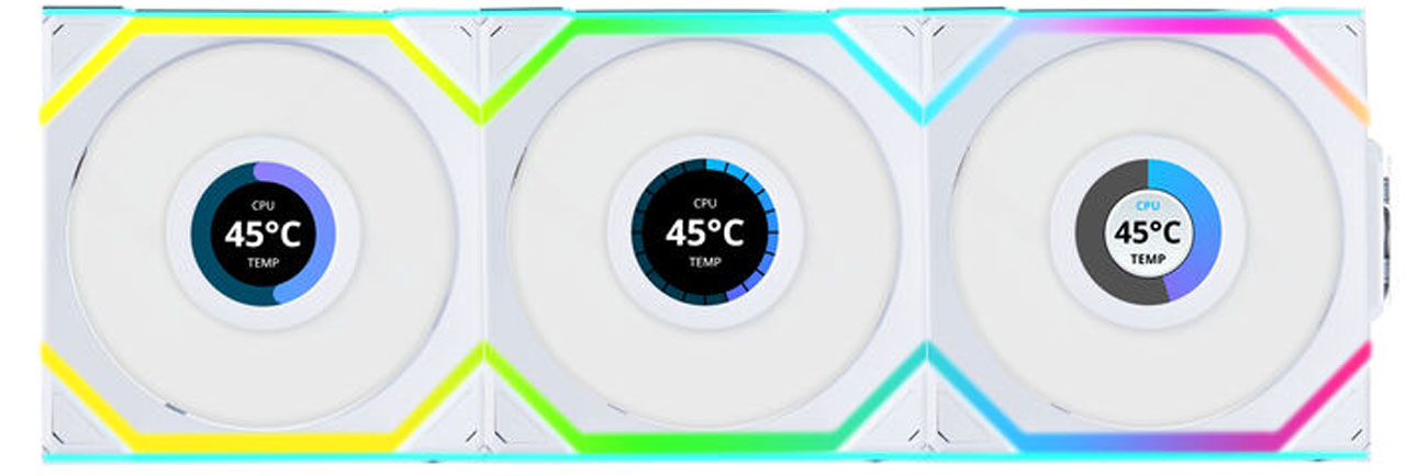 Lian Li Uni Fan SL Wireless 120 LCD Weiß Triple Pack 3x120mm