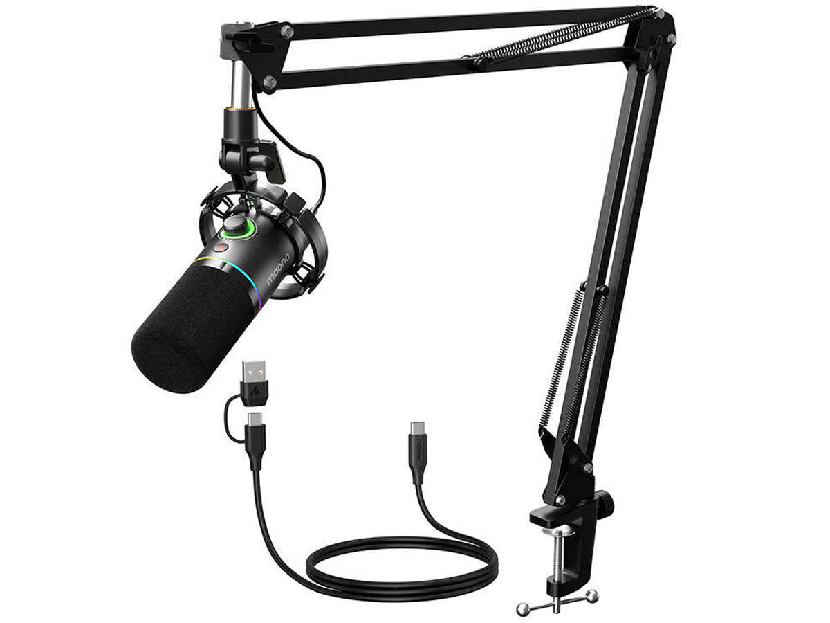 Dynamisches Mikrofon Maono PD200XS Schwarz - Allgemeine Ansicht mit Verkabelung