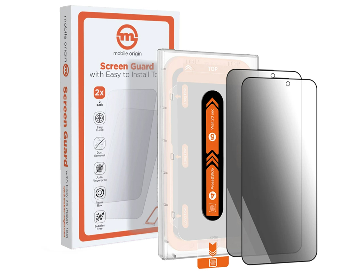 Mobile Origin Privacy Screen Guard iPhone 15 Pro Max easy applicator 2pack