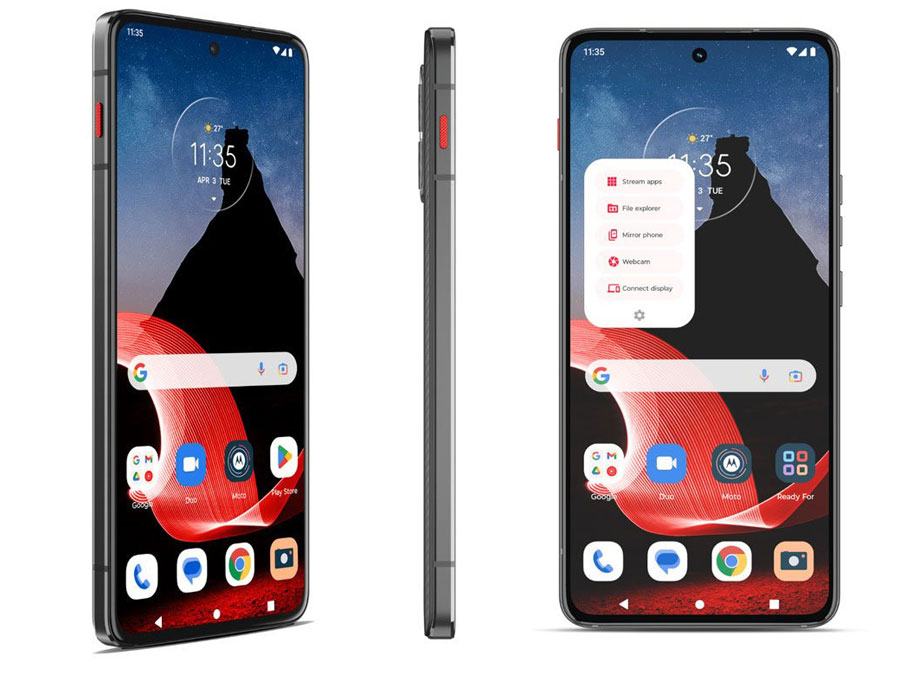 Motorola ThinkPhone 5G 256 GB Carbon Black linke Seite und Front