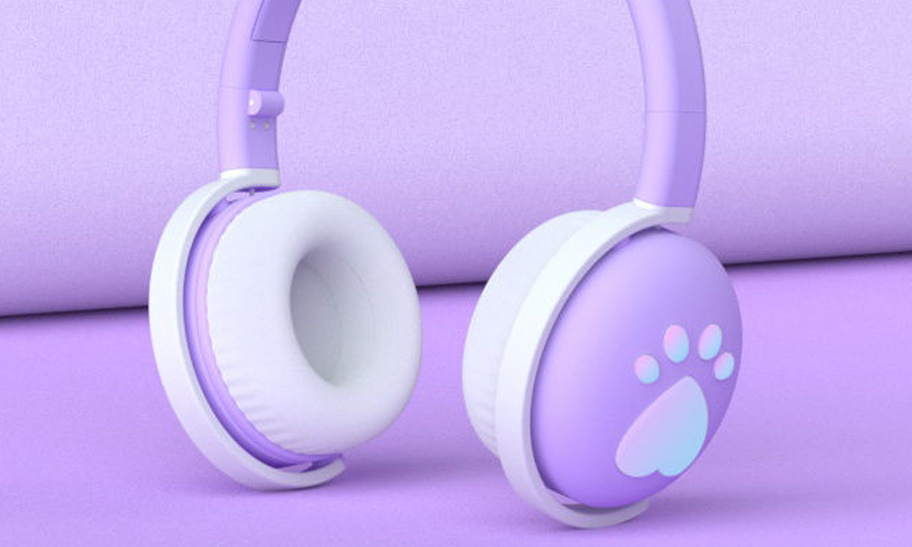 Kabellose On-Ear-Kopfhörer für Kinder Mozos Kid Dog Lila - Störungsfreie Sprachgespräche