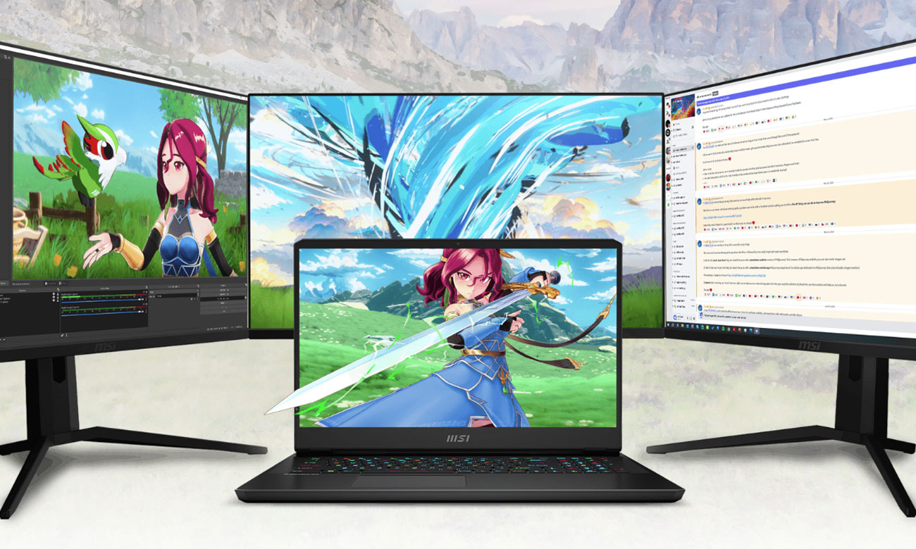 MSI Alpha 17 podłączony do kilku monitorów