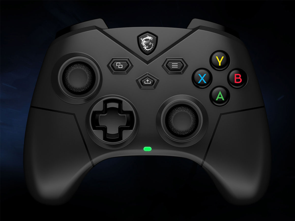 MSI Force GC300 Wireless Controller – Frontansicht mit Hintergrundgrafik