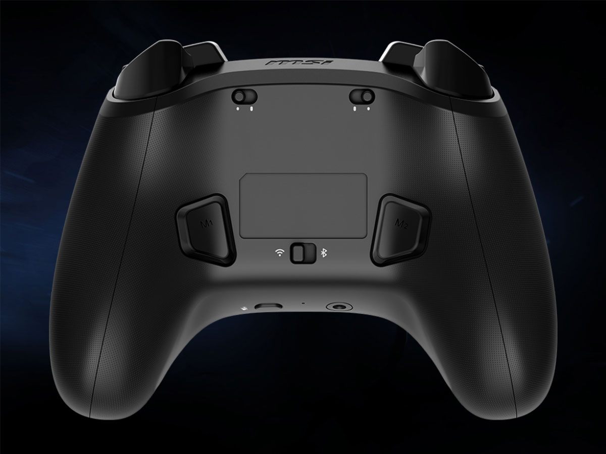 MSI Force GC300 Wireless Controller – Rückansicht mit Hintergrundgrafik