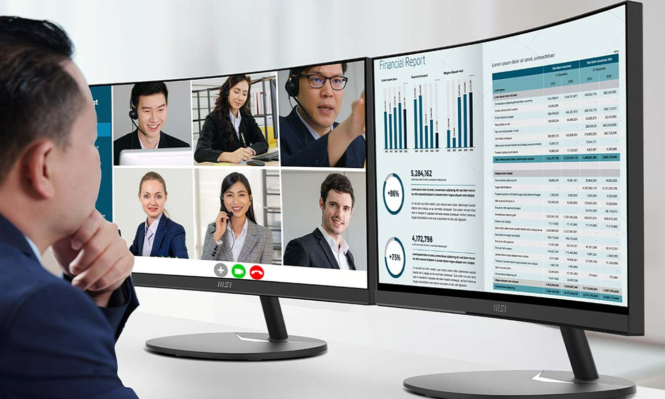 MSI PRO MP2412C dwa monitory