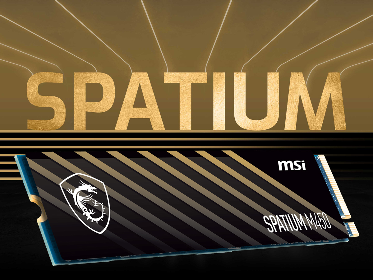 SSD M.2 PCIe Gen4 NVMe MSI Spatium M450 V1 1TB - Allgemeine Ansicht, Grafik mit Hintergrund