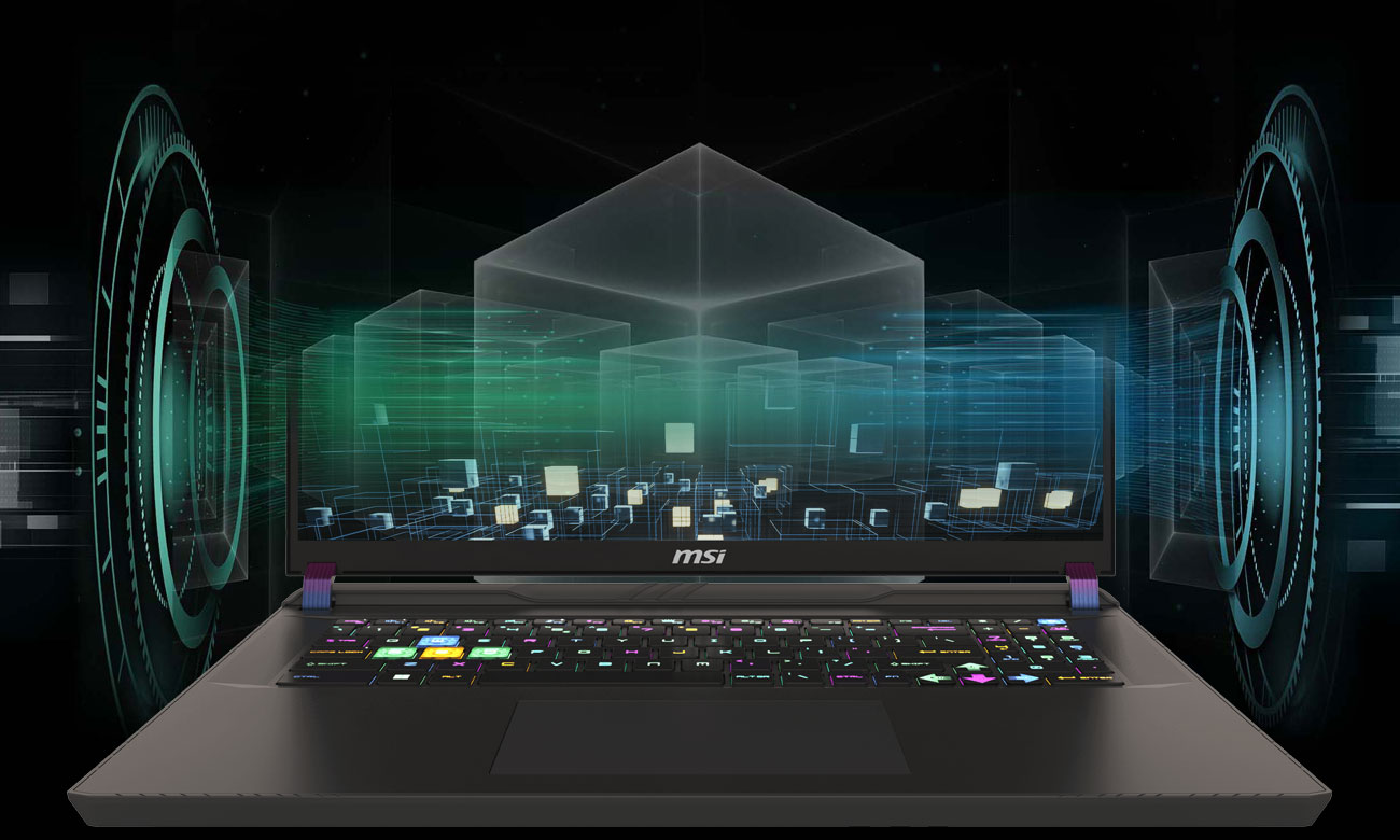 MSI Vector 17 HX podświetlana klawiatura