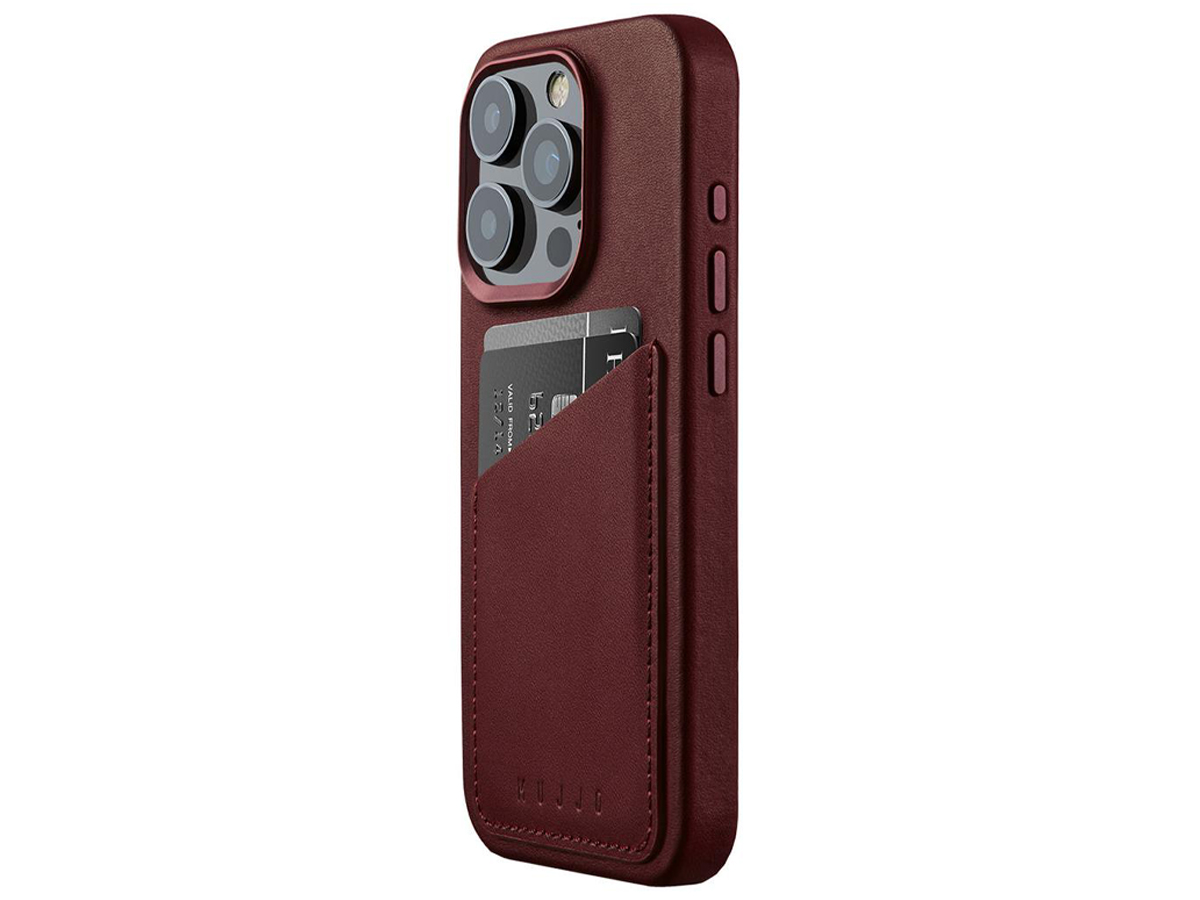 Etui Mujjo FullLeatherWallet Case iPhone 15 Pro MagSafe burgundy