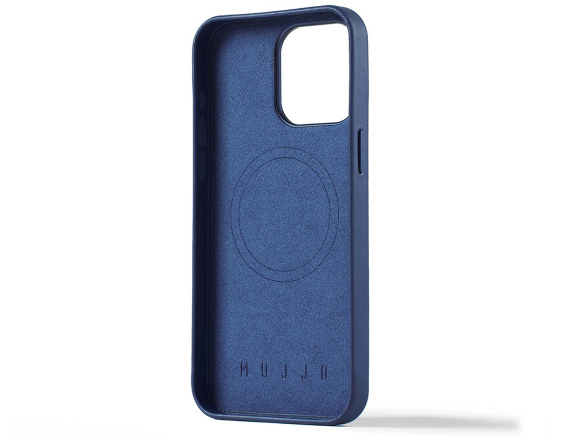 Etui Mujjo FullLeather Case iPhone 15 Pro Max MagSafe blau