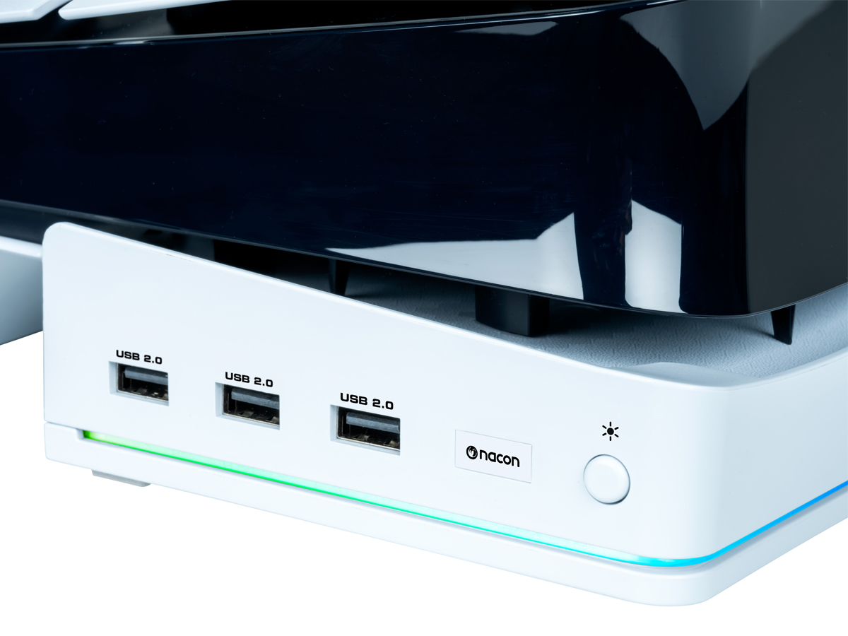 Nacon RGB-Ständer mit USB-HUB für PS5 Slim – Integrierte USB-A-2.0-Anschlüsse