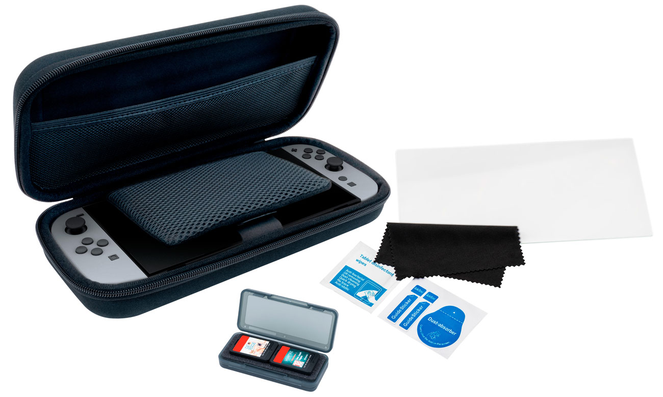 Inhalt des Nacon Sets SWITCHNEWPACK5BLACK Hülle und Bildschirmfolie für Nintendo Switch 2