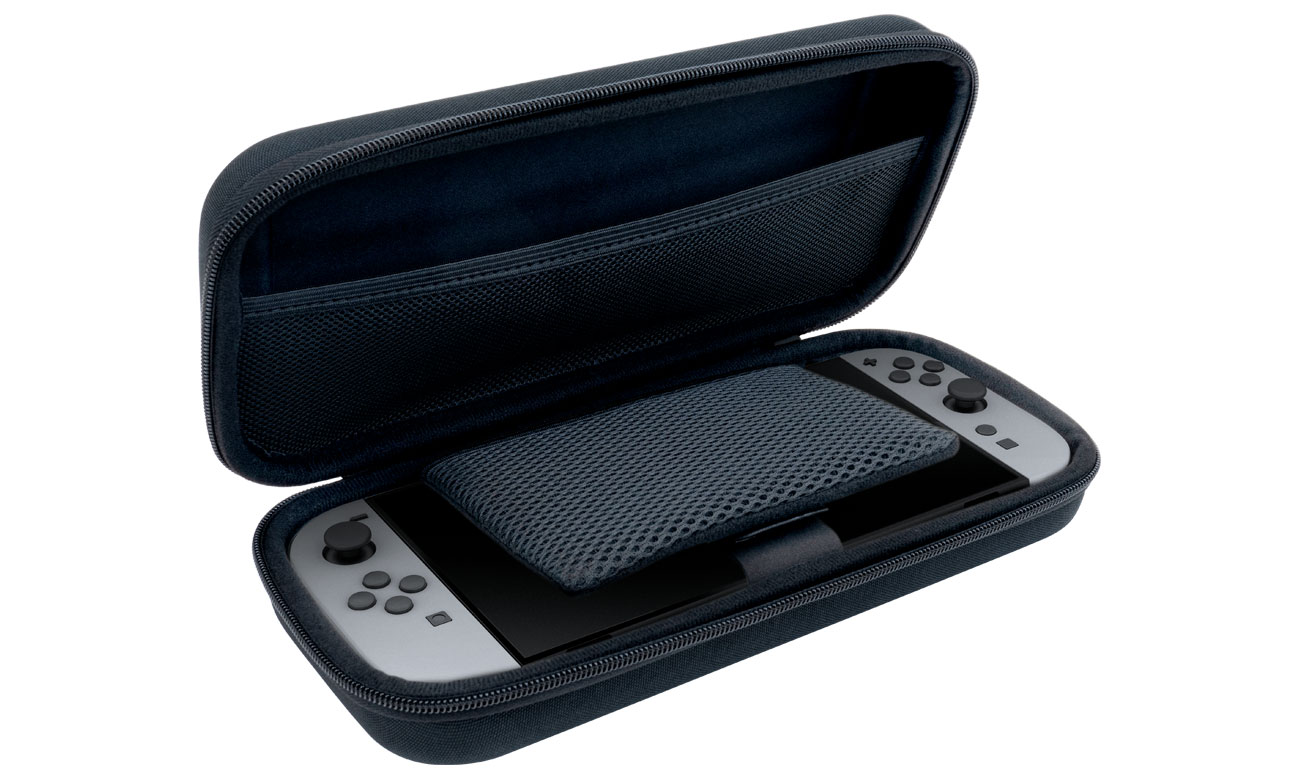 Etui Nacon New Pouch für die Nintendo Switch 2 Schwarz - Gesamtansicht mit Konsole