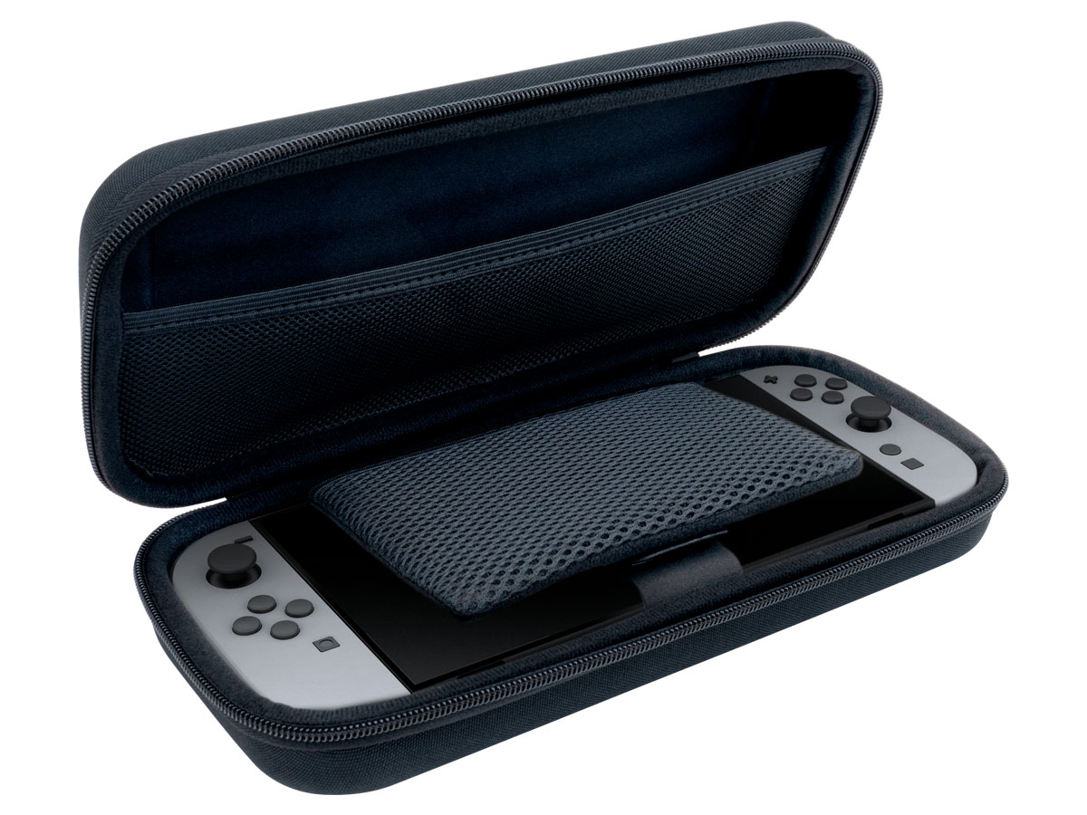 Etui Nacon New Pouch für die Nintendo Switch 2 Schwarz - Gesamtansicht mit Konsole