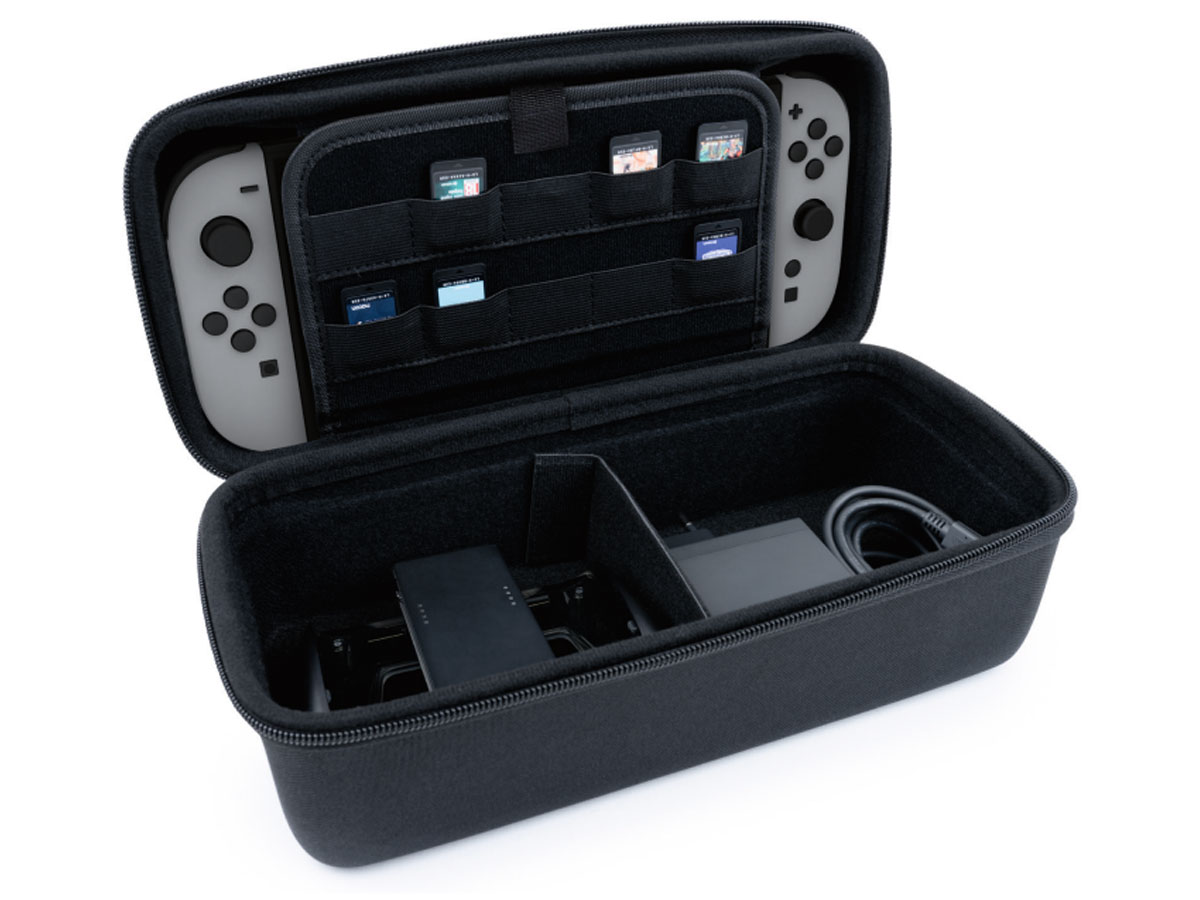 Etui Nacon für Nintendo Switch 2 Schwarz - Innenansicht mit Zubehör