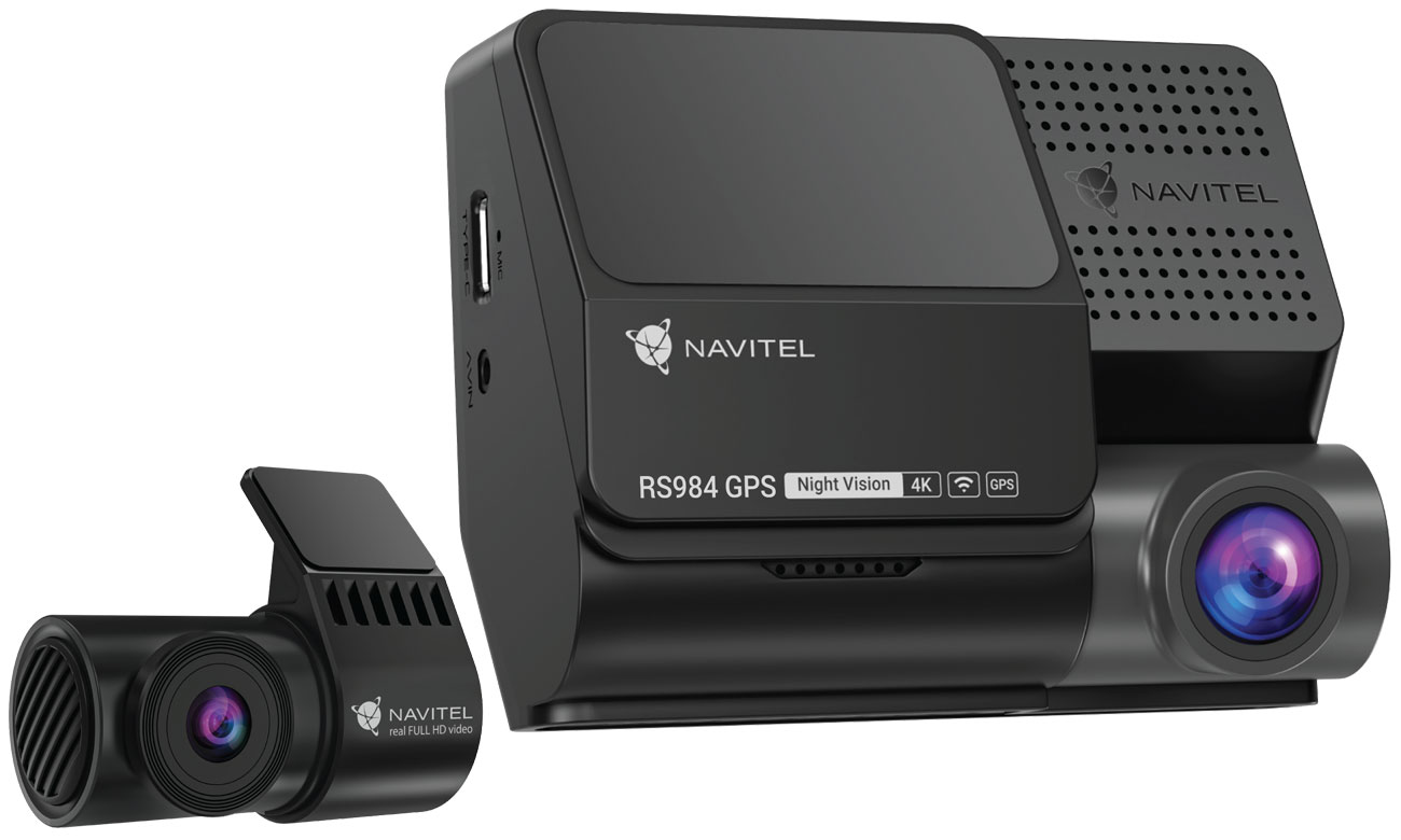 Wideorejestrator Navitel RS984 GPS Dual - Gesamtansicht mit Rückkamera
