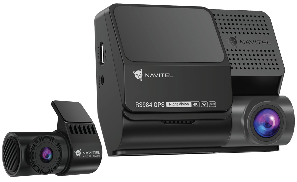 Wideorejestrator Navitel RS984 GPS Dual - Gesamtansicht mit Rückkamera