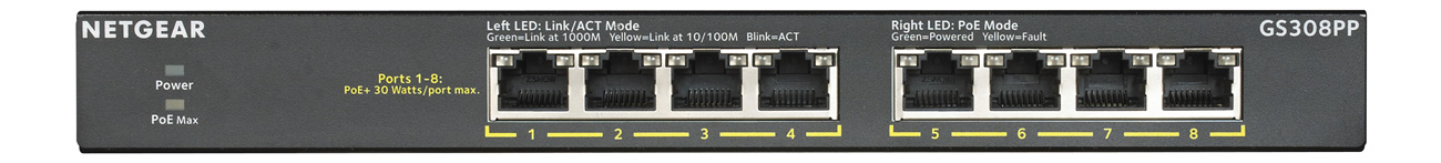 Netgear 8p GS308PP (8x10/100/1000Mbit, 8xPoE+)