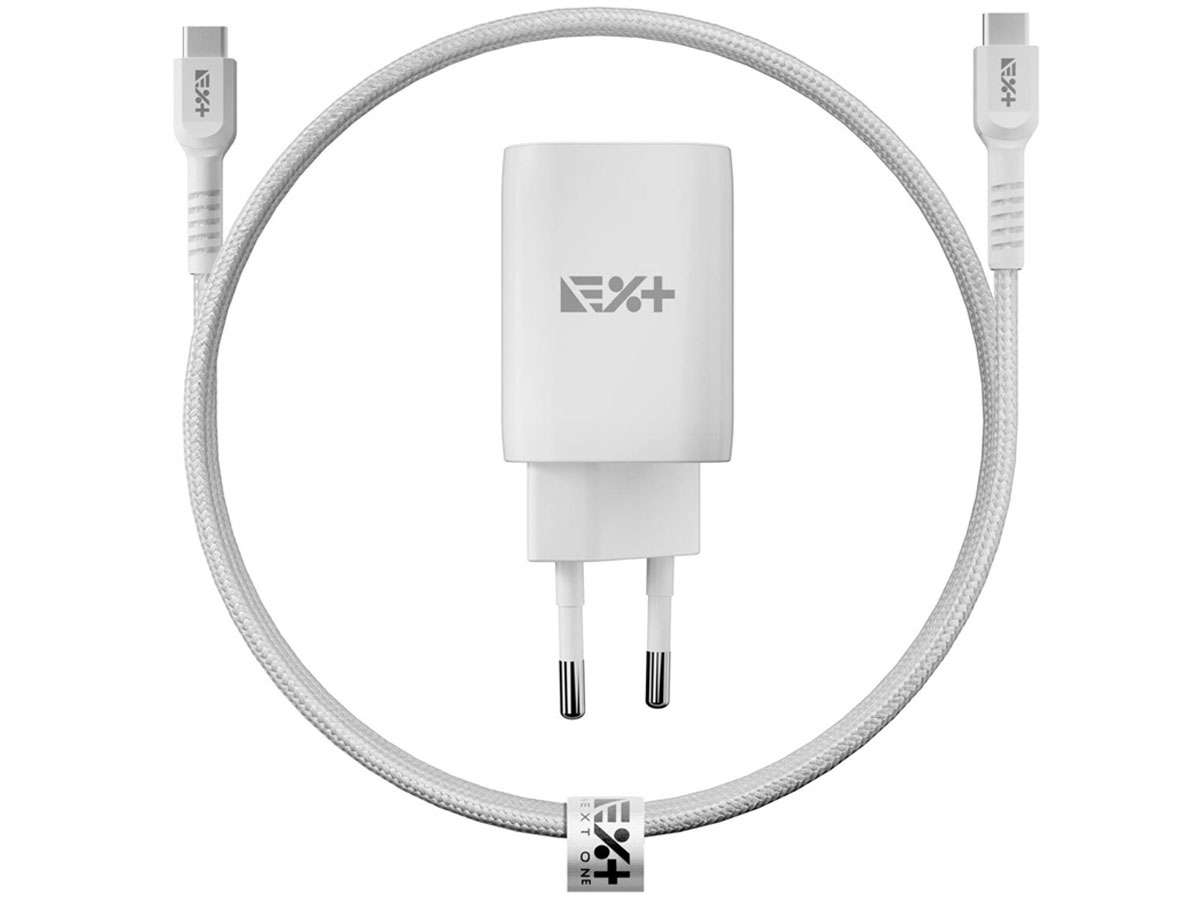 NEXT ONE Fast 35W GaN 2xUSB-C Netzladegerät mit USB-C Kabel weiß