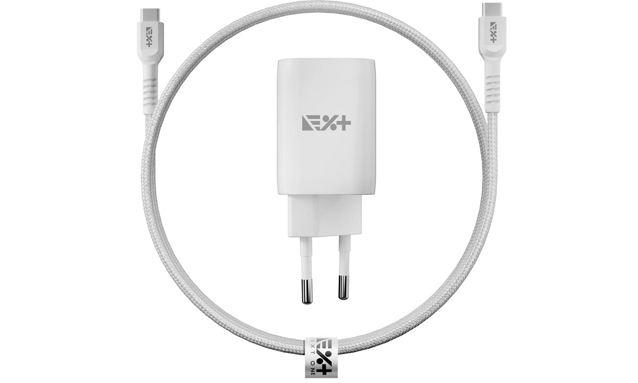 NEXT ONE Fast 35W GaN 2xUSB-C Netzladegerät mit USB-C Kabel weiß
