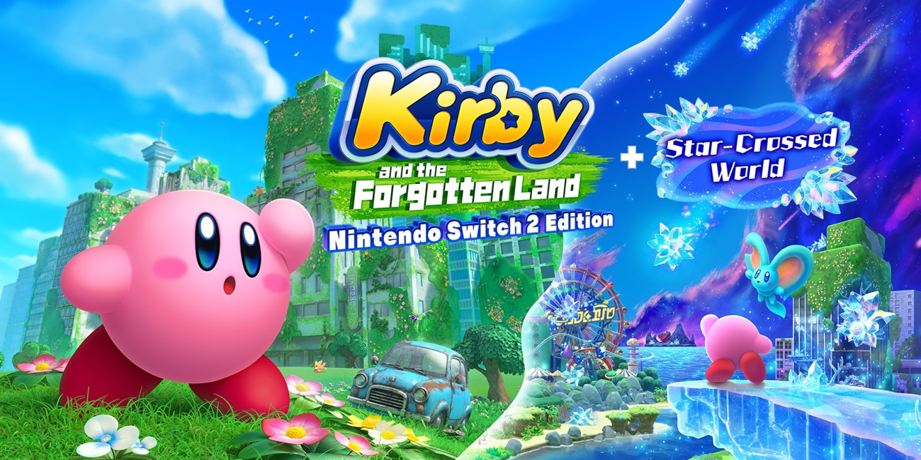 Grafik key art z gry Kirby and the Forgotten Land - Nintendo Switch 2 Edition + Star-Crossed World
