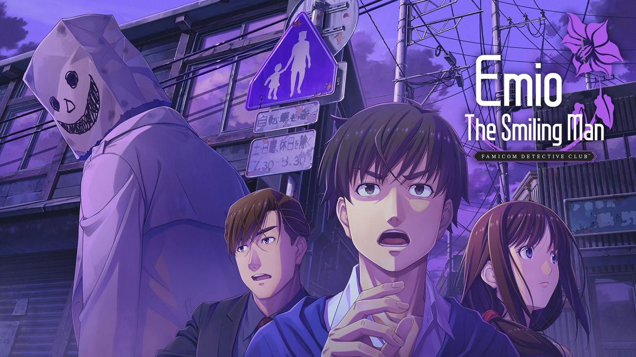 Key-Art-Grafik aus dem Spiel Emio – The Smiling Man: Famicom Detective Club