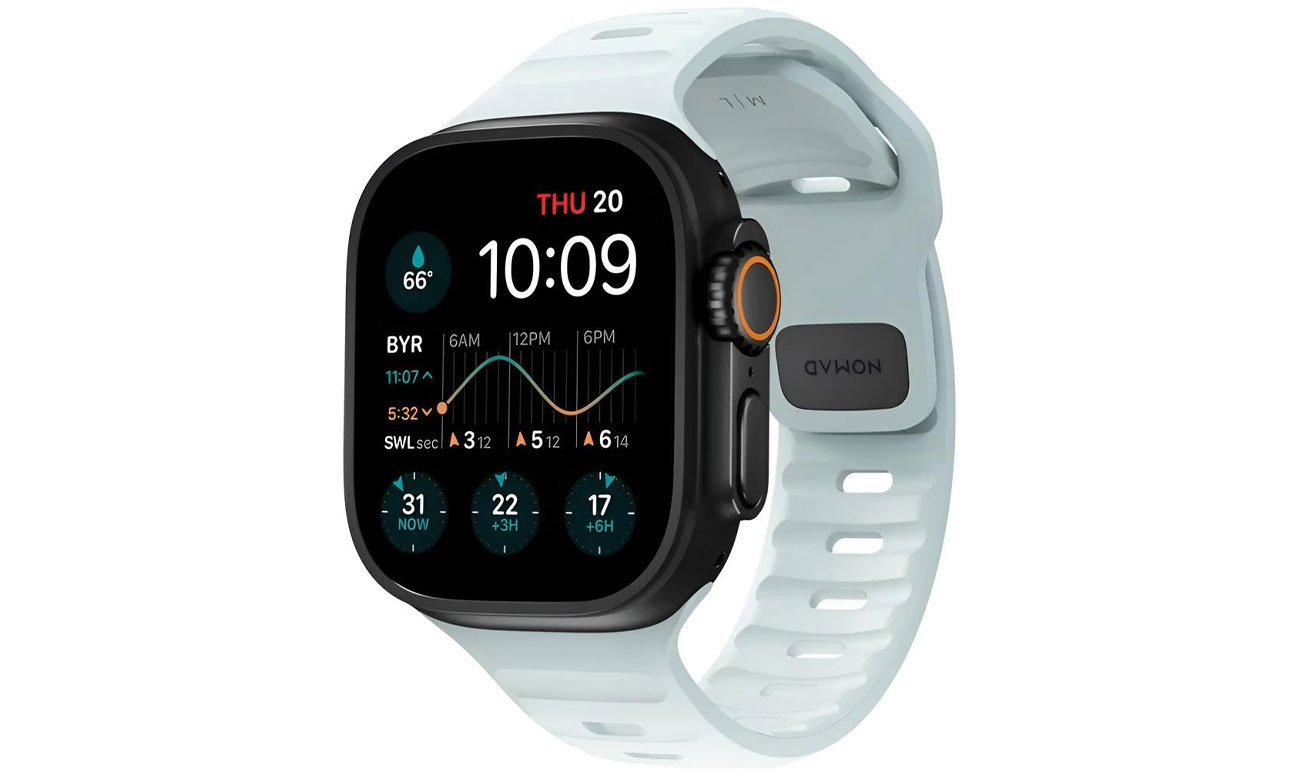 Nomad Sport Strap  Apple Watch 49/46/45/44/42mm Ice Blue Glow