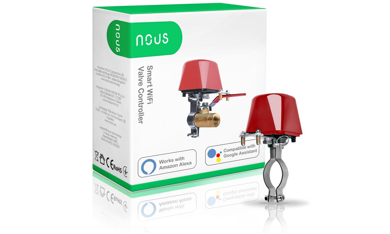 Intelligenter WiFi-Ventilregler Nous L3 - Verpackung Vorderansicht im Winkel