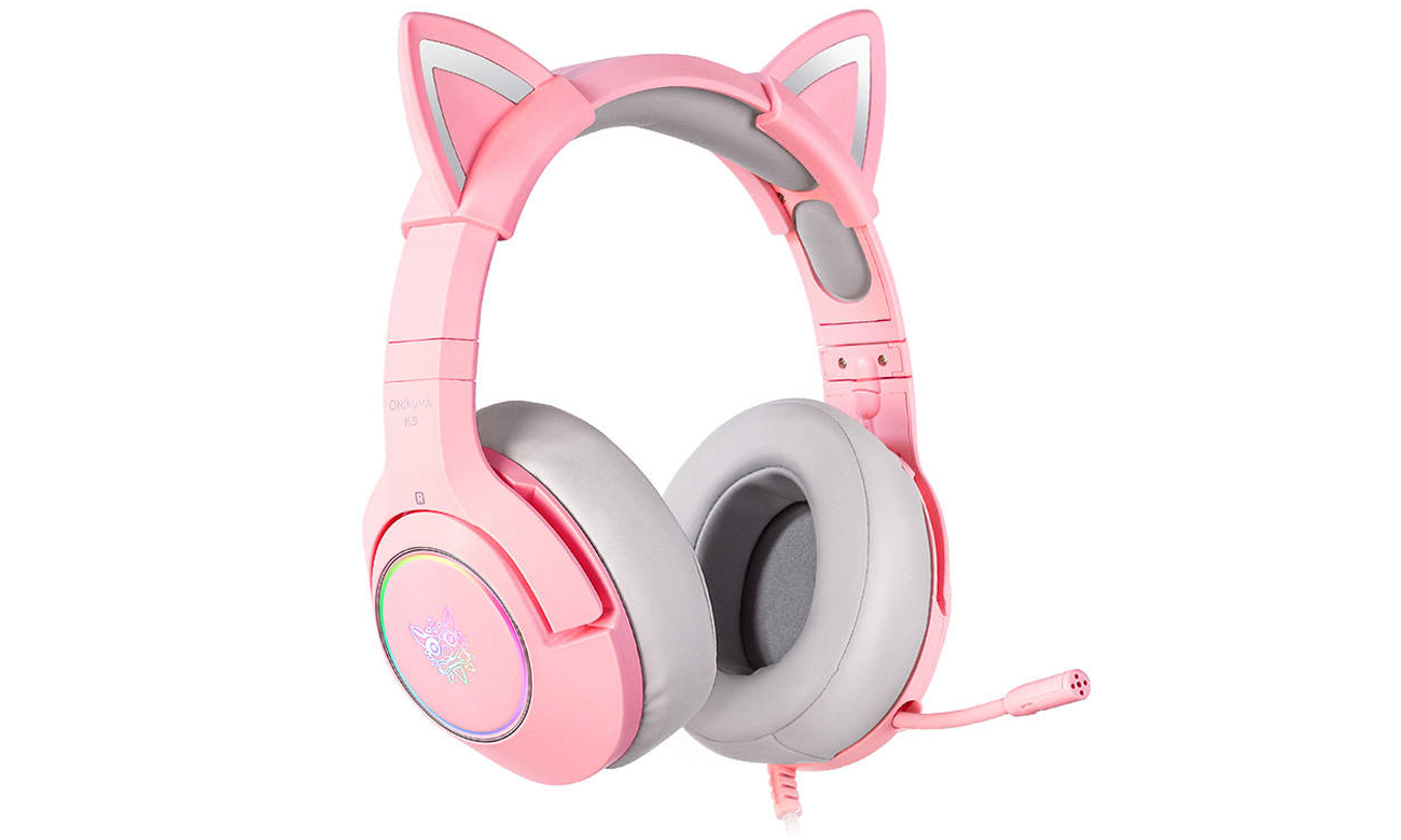 Zestaw słuchawkowy Onikuma K9 Różowy 7.1 - Widok od przodu pod kątem