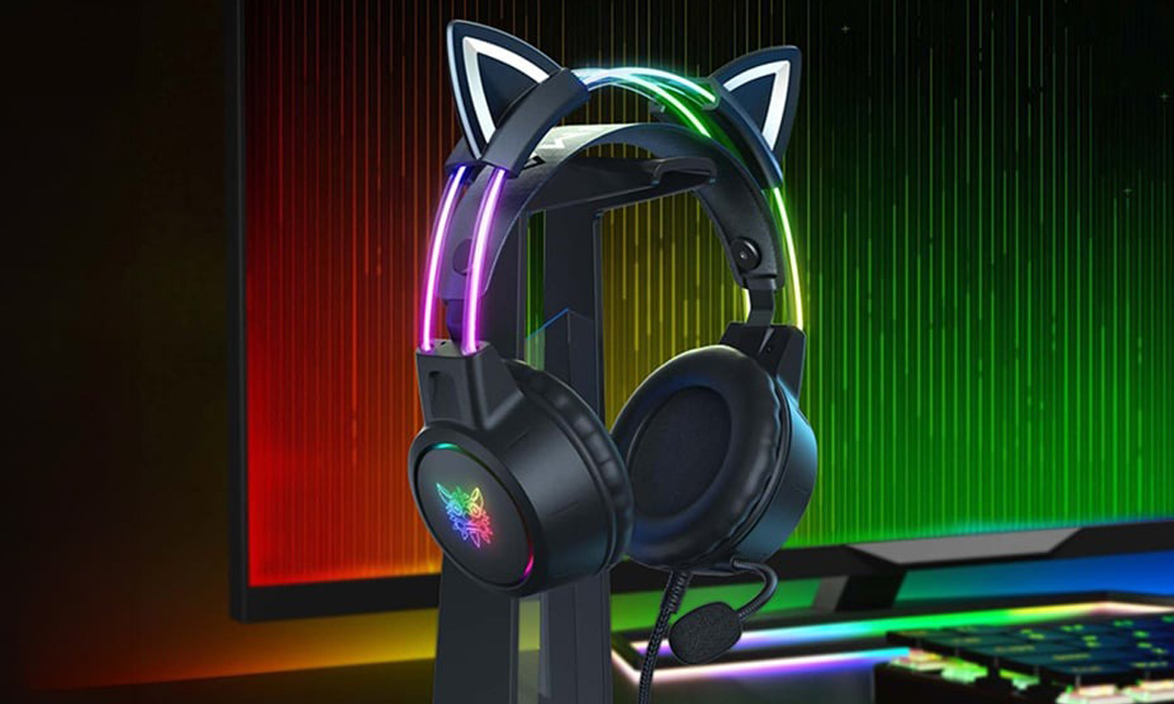 Zestaw słuchawkowy Onikuma X15 Pro Czarny (Kocie uszy) - Grafika lifestyle