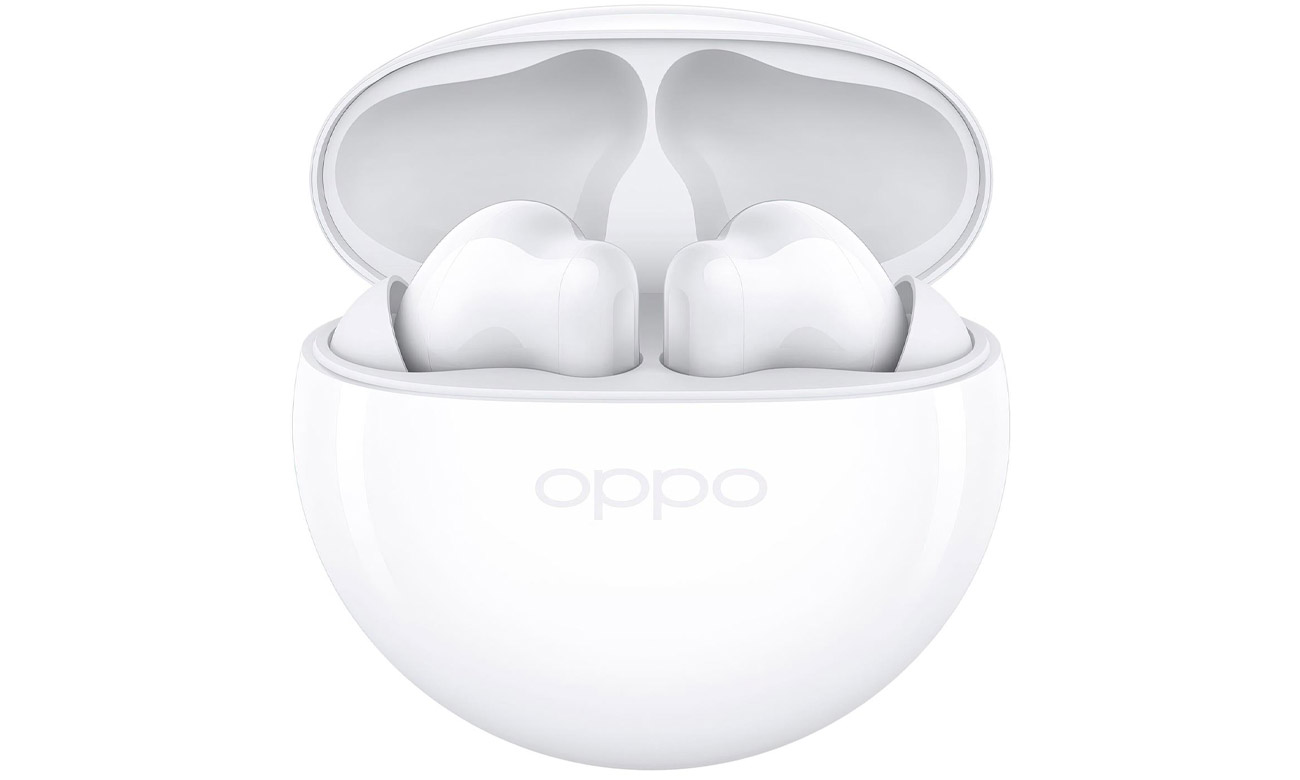 Drahtlose Kopfhörer OPPO Enco Buds2 Weiß - Vorderansicht mit Etui