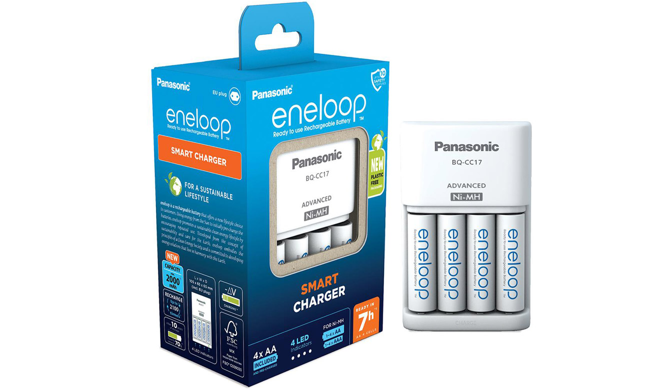 Panasonic SMART Ladegerät + 4x AA ENELOOP 2000 mAh