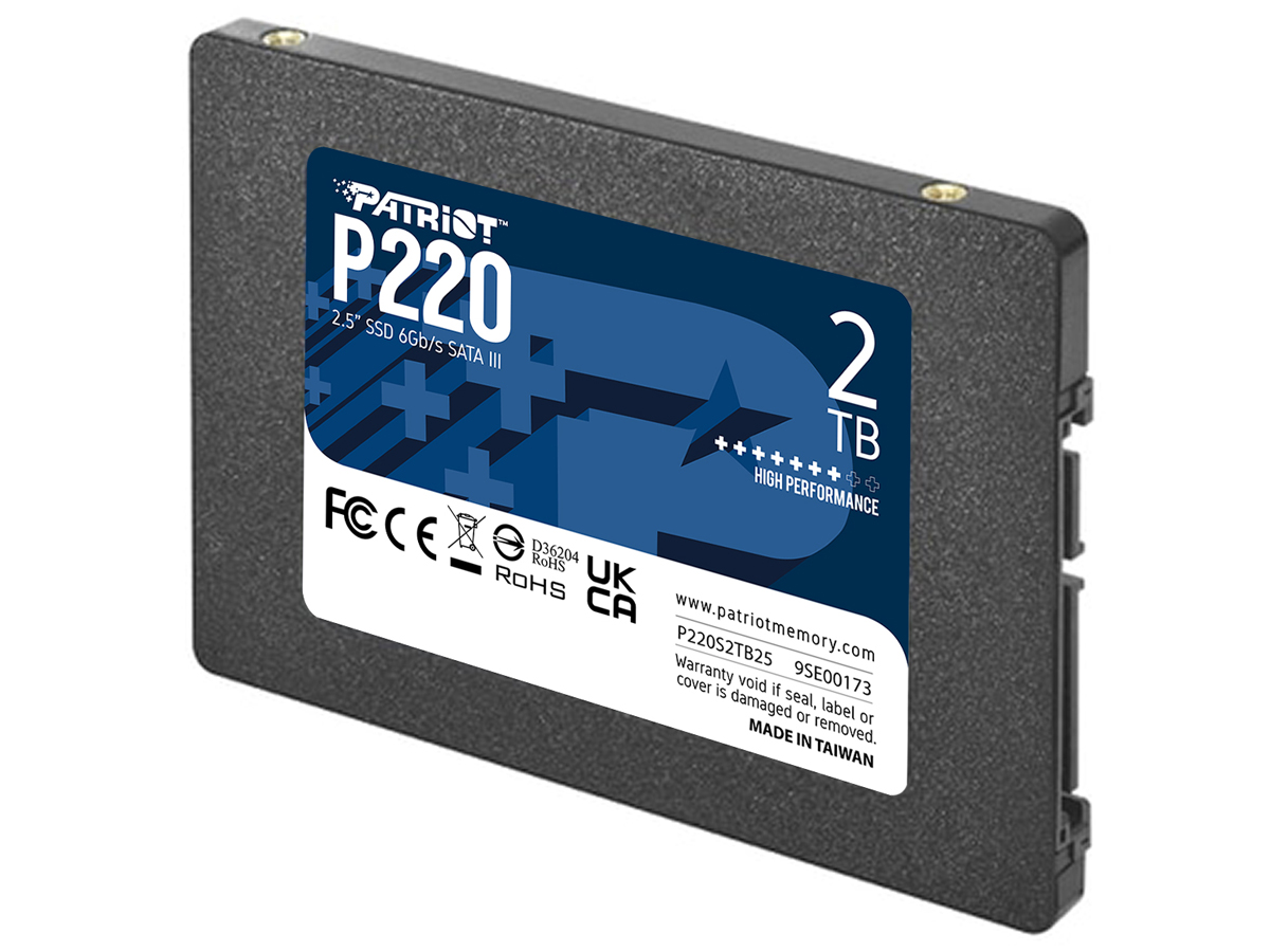 SSD 2.5'' SATA III Patriot P220 2 TB - Vorderansicht im Winkel