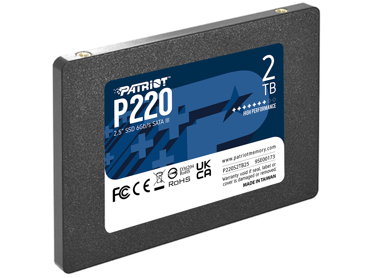 SSD 2.5'' SATA III Patriot P220 2 TB - Vorderansicht im Winkel