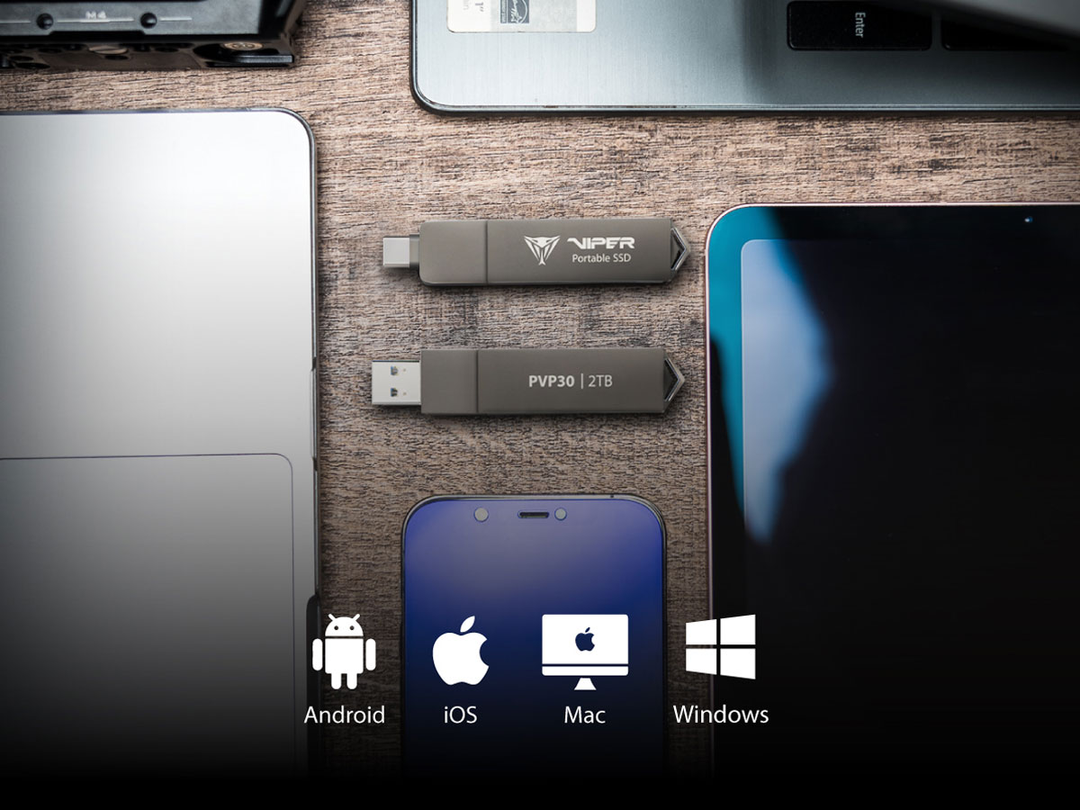 Externes SSD-Laufwerk Patriot VIPER PVP30 Duo Compact - Lifestyle-Grafik