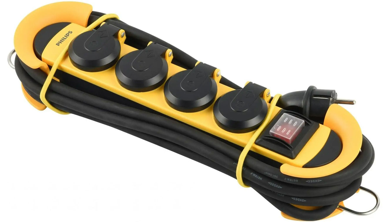 Philips Werkstatt-Verlängerungskabel 4 Steckdosen 5m