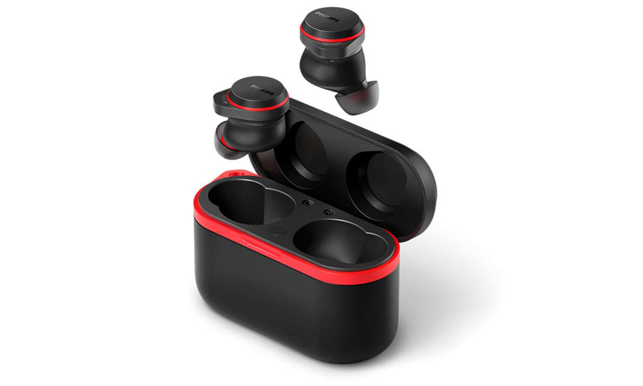 Kabellose Kopfhörer Philips TAA7507 - Vorderansicht mit geöffnetem Ladeetui