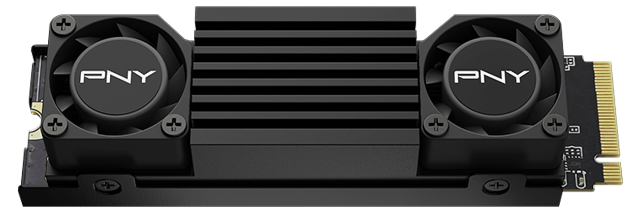 SSD M.2 PCIe Gen5 NVMe PNY CS3150 Heatsink - Ansicht von oben schräg