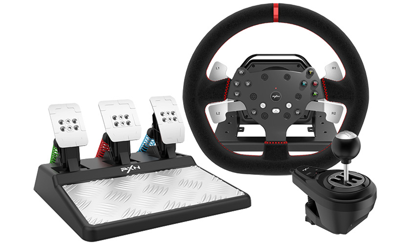 Lenkrad für Spiele PXN V10 V2 für PC / PS4 / PS3 / Xbox / Switch - Gesamtansicht des Sets