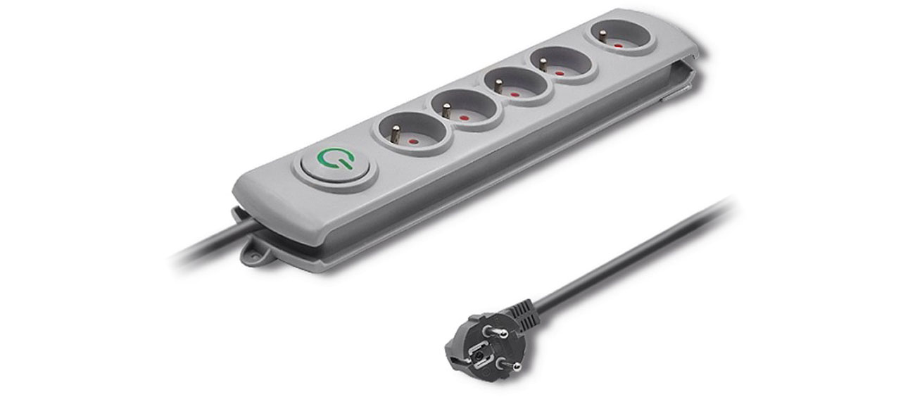 Qoltec Überspannungsschutzleiste - 5 Steckdosen, 1.8m, grau 50270
