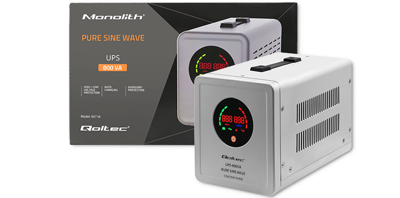 Notstromversorgung Qoltec Pure Sine Wave UPS (800VA/560W)