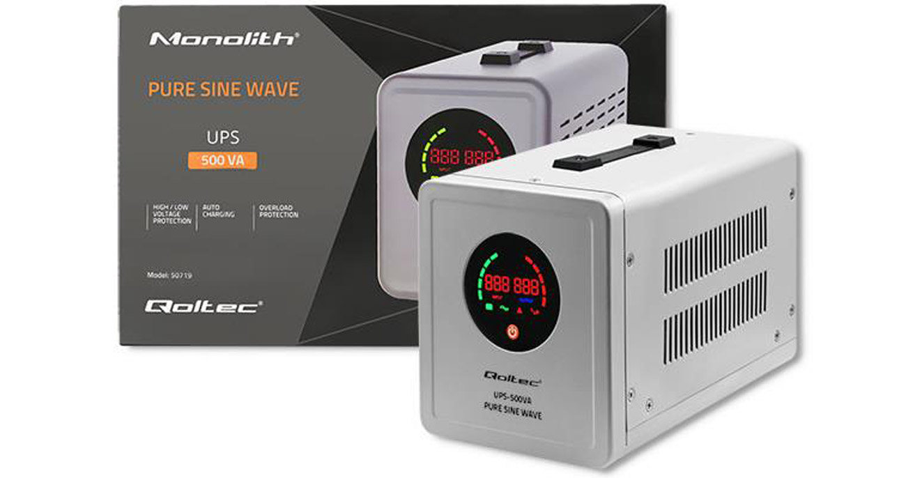 Notstromversorgung Qoltec Pure Sine Wave UPS (500VA/350W)