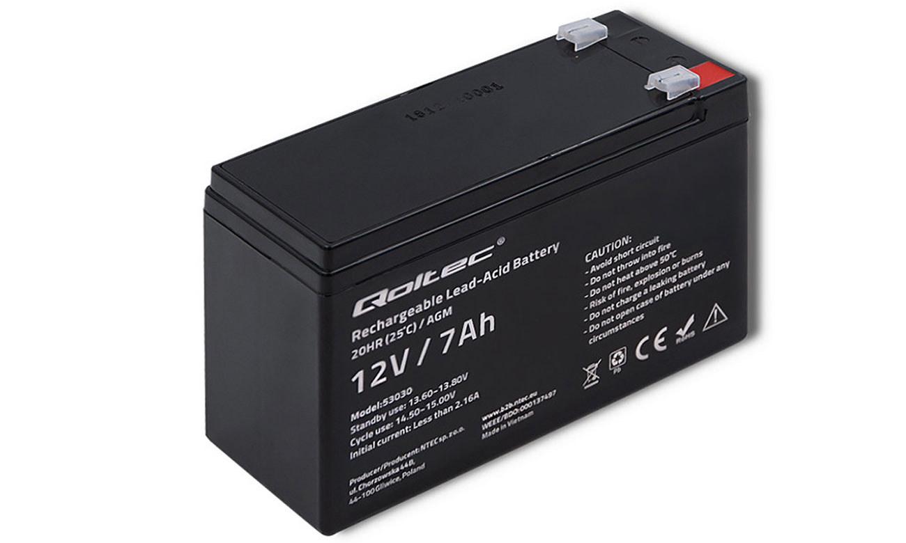 Qoltec AGM Akku 12V 7Ah max 105A