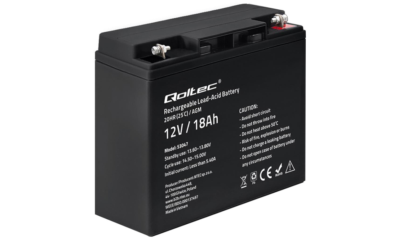 Qoltec Akumulator AGM 12V 18Ah