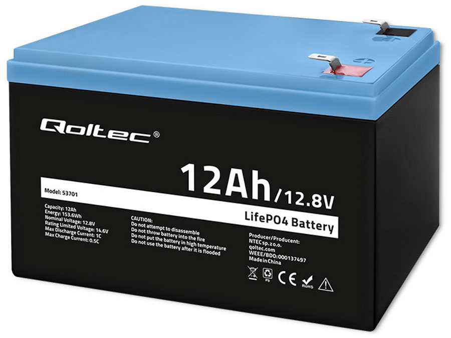 Qoltec 53701 Akku LiFePO4 12,8V/12Ah/153,6Wh