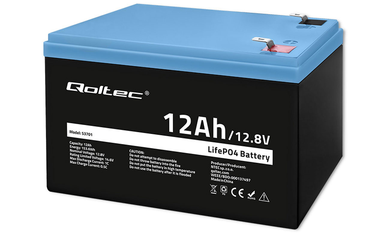 Qoltec 53701 Akku LiFePO4 12,8V/12Ah/153,6Wh