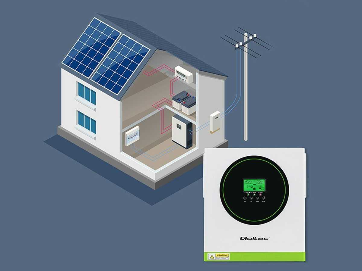 Qoltec Hybrider Solarwechselrichter Off-Grid im Haus
