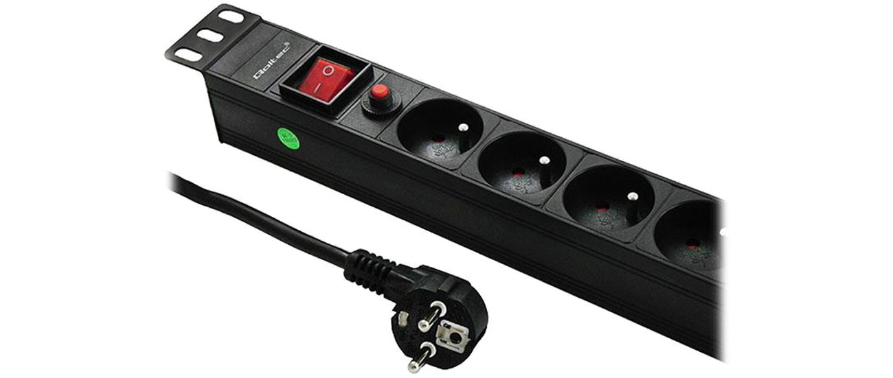 Steckdosenleiste Qoltec RACK 19'' 1U PDU CB 8xFRENCH 2m 53996